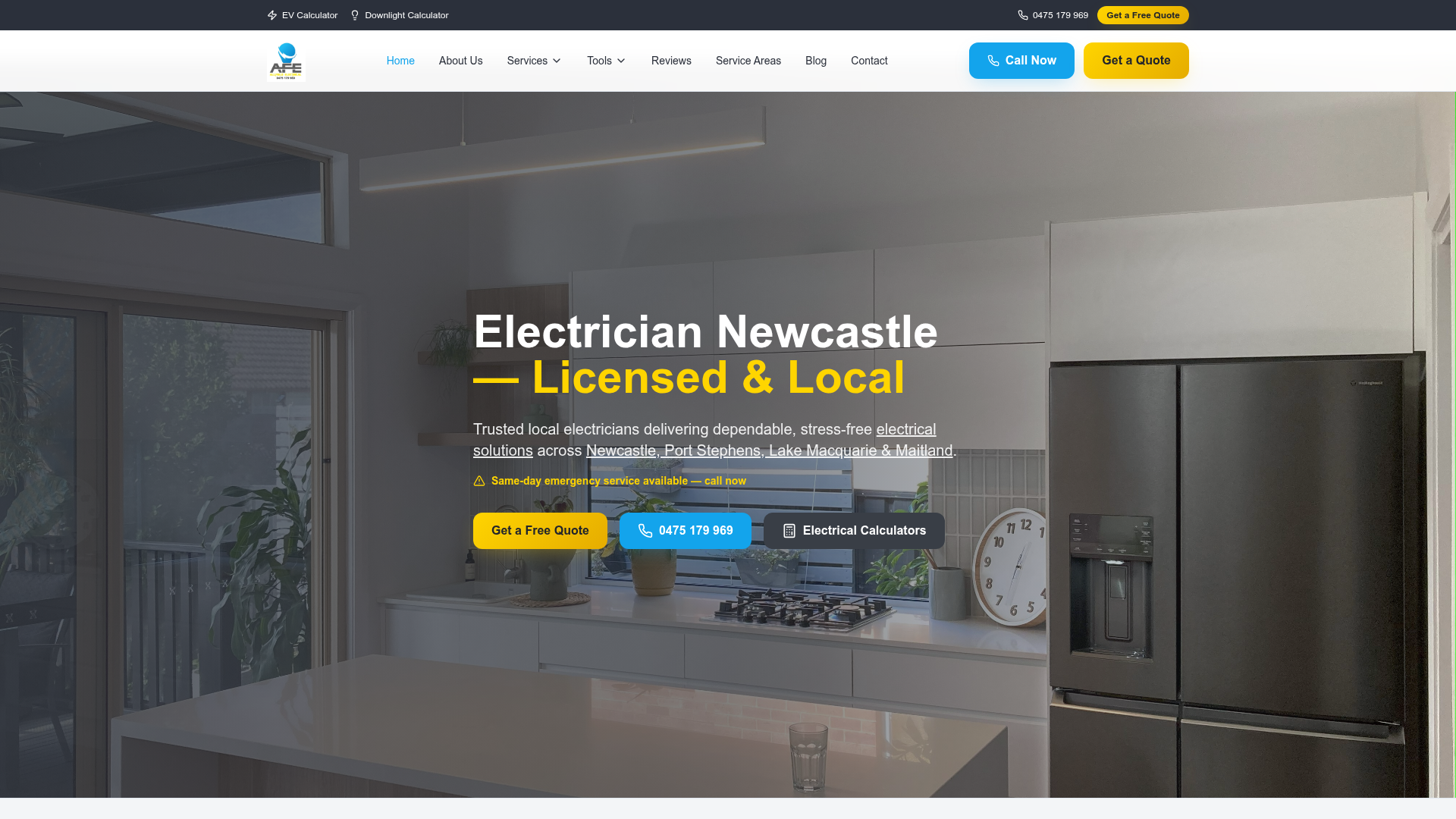 Allfield Electrical website screenshot