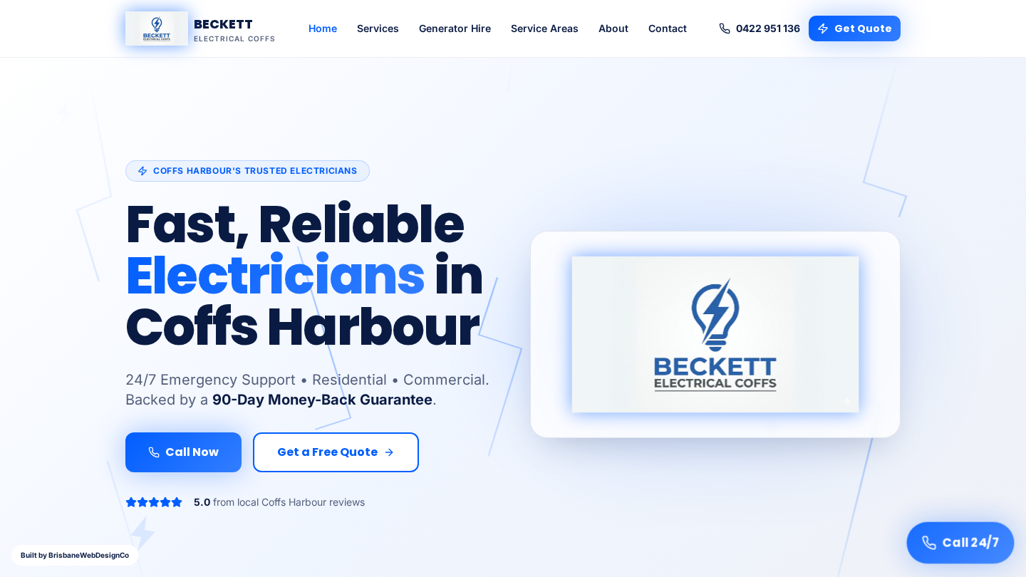 Beckett Electrical website screenshot