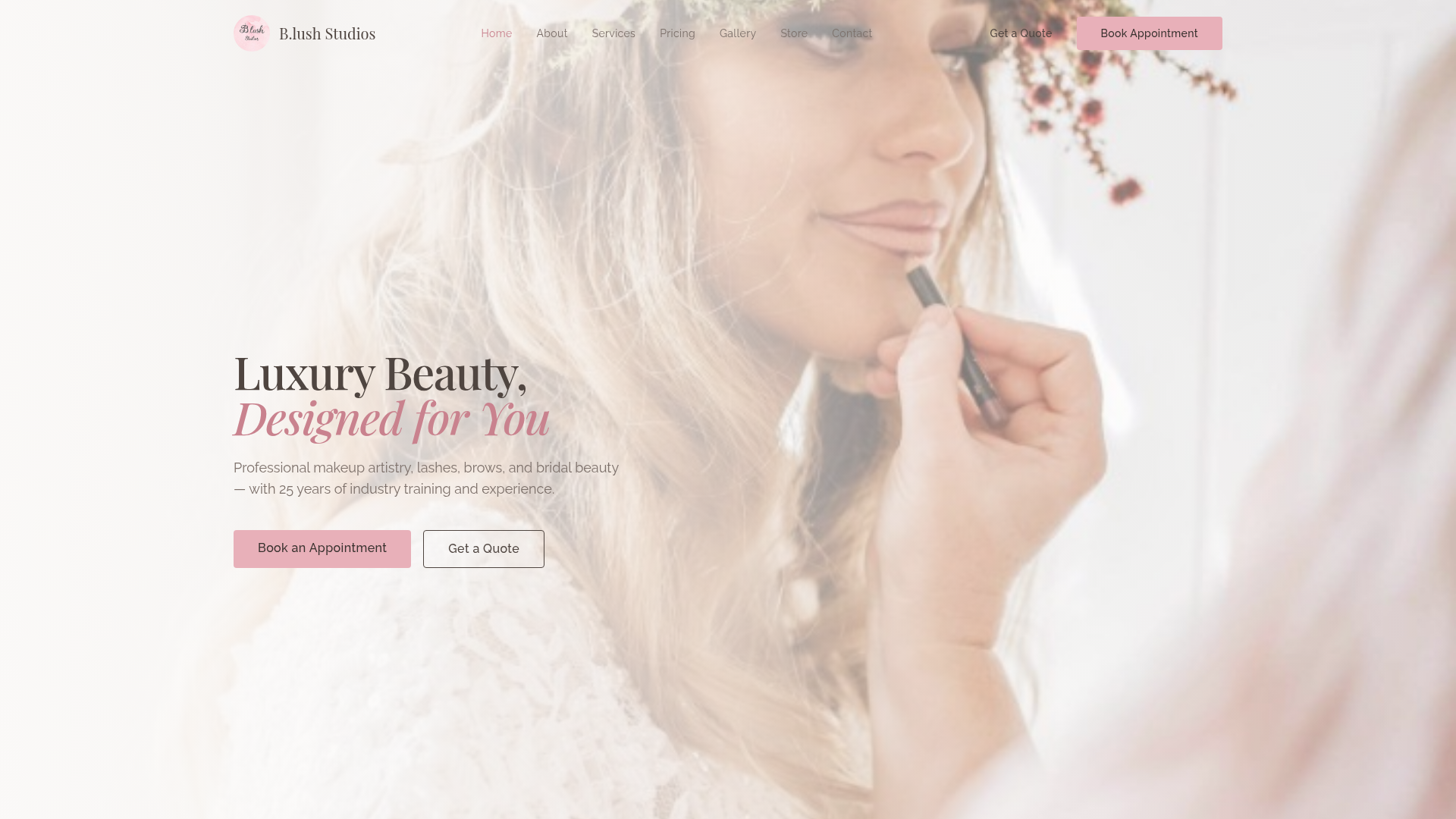 Blush Studios website screenshot