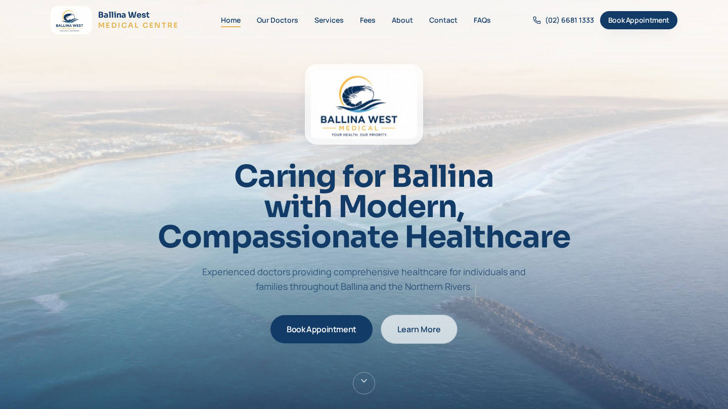 Ballina West Medical Centre website designed by Brisbane Web Design Co