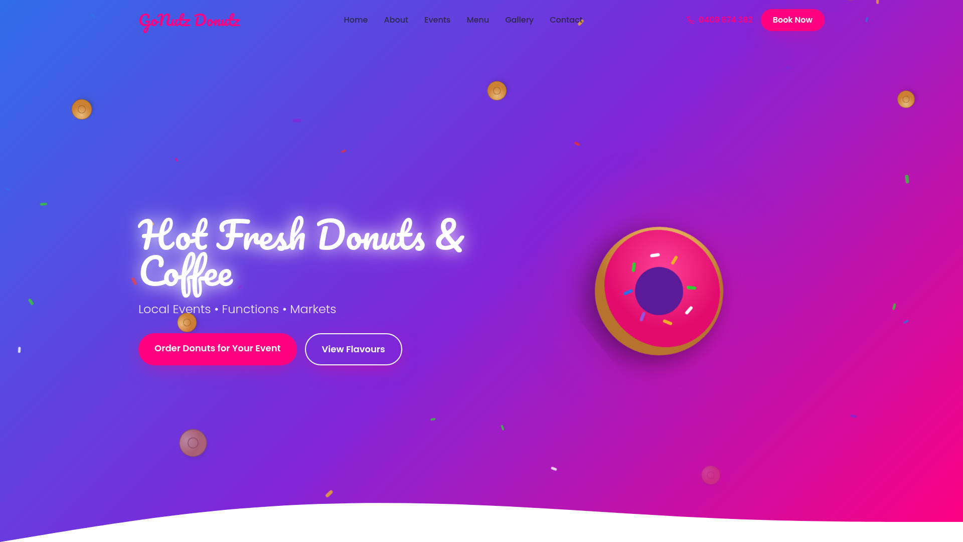 Go Nutz Donutz website screenshot
