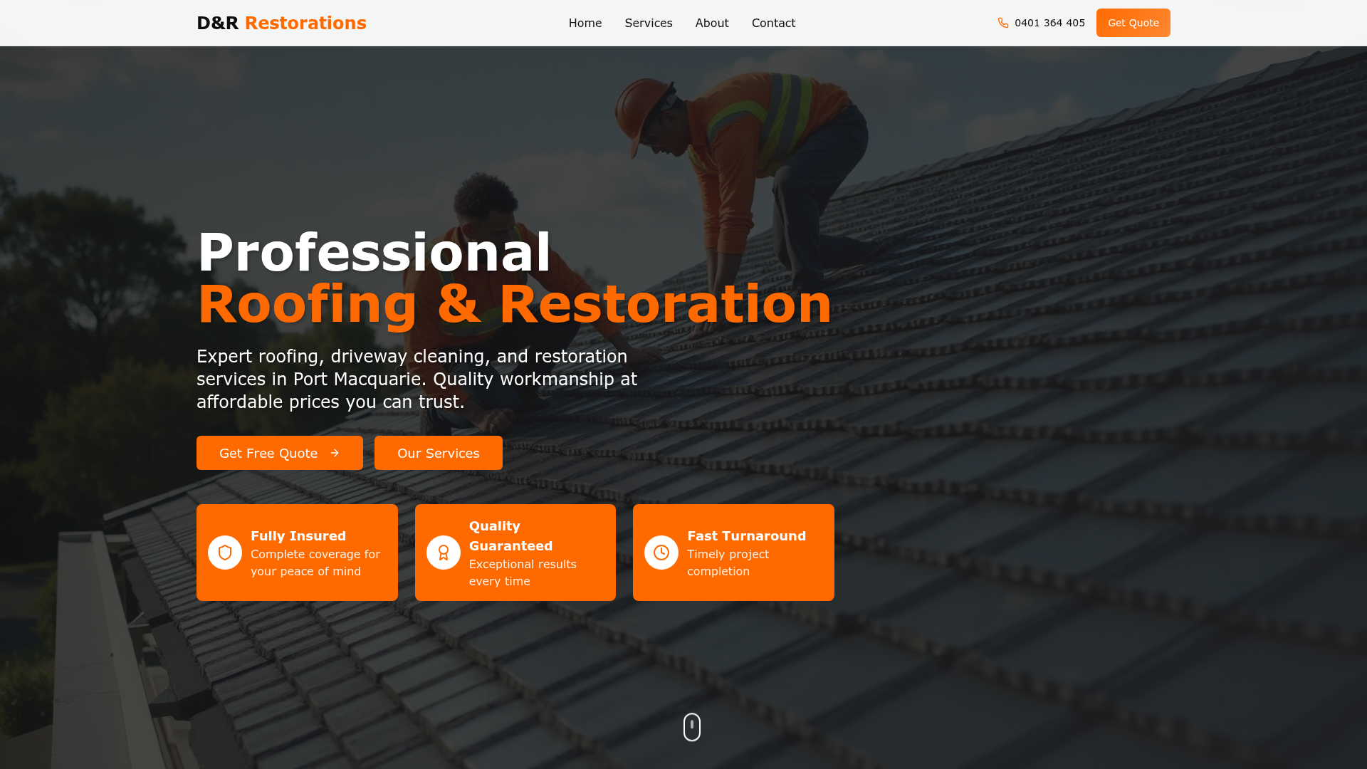 Hall Restoration website screenshot