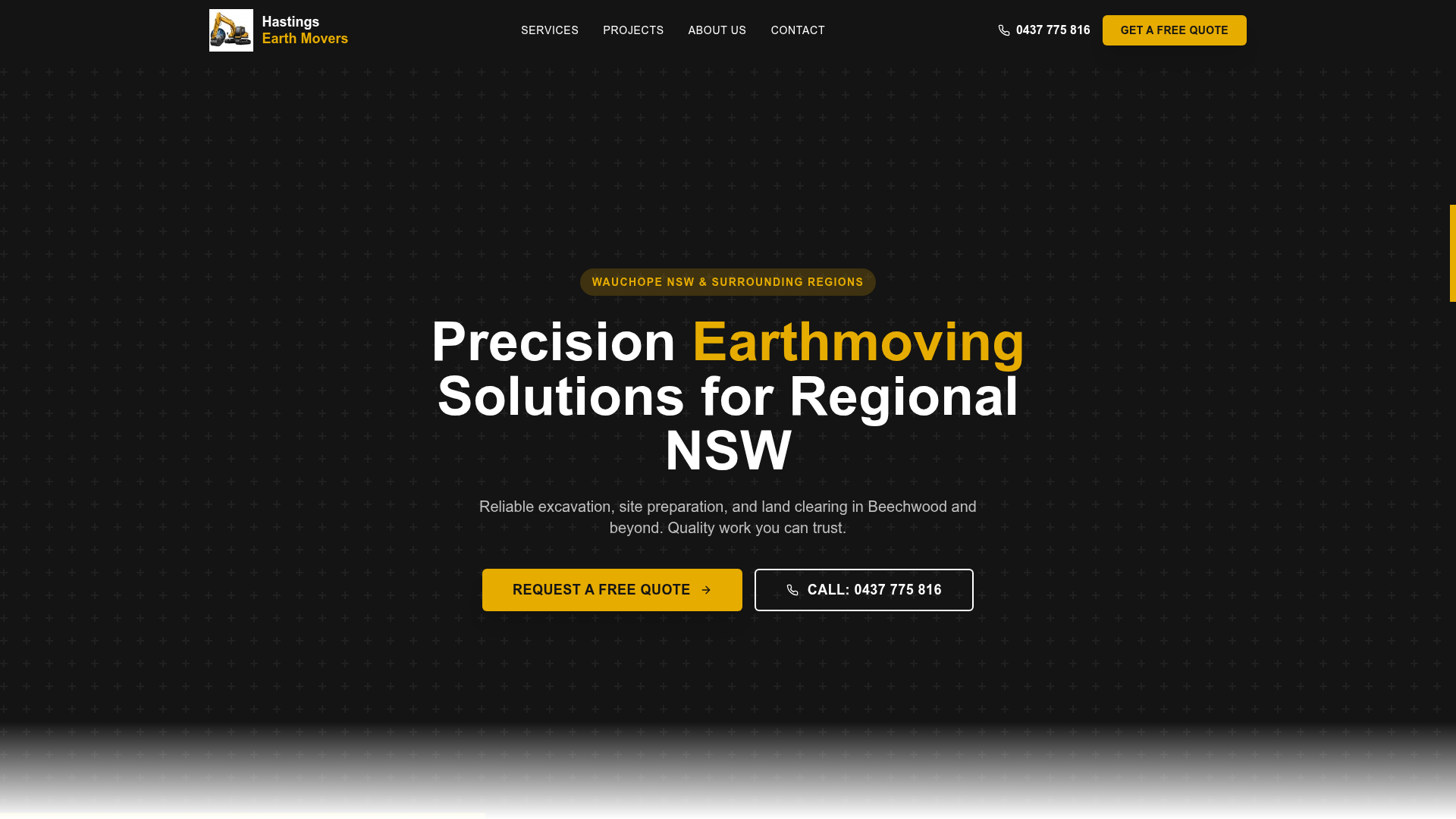 Hastings Earthmovers website screenshot