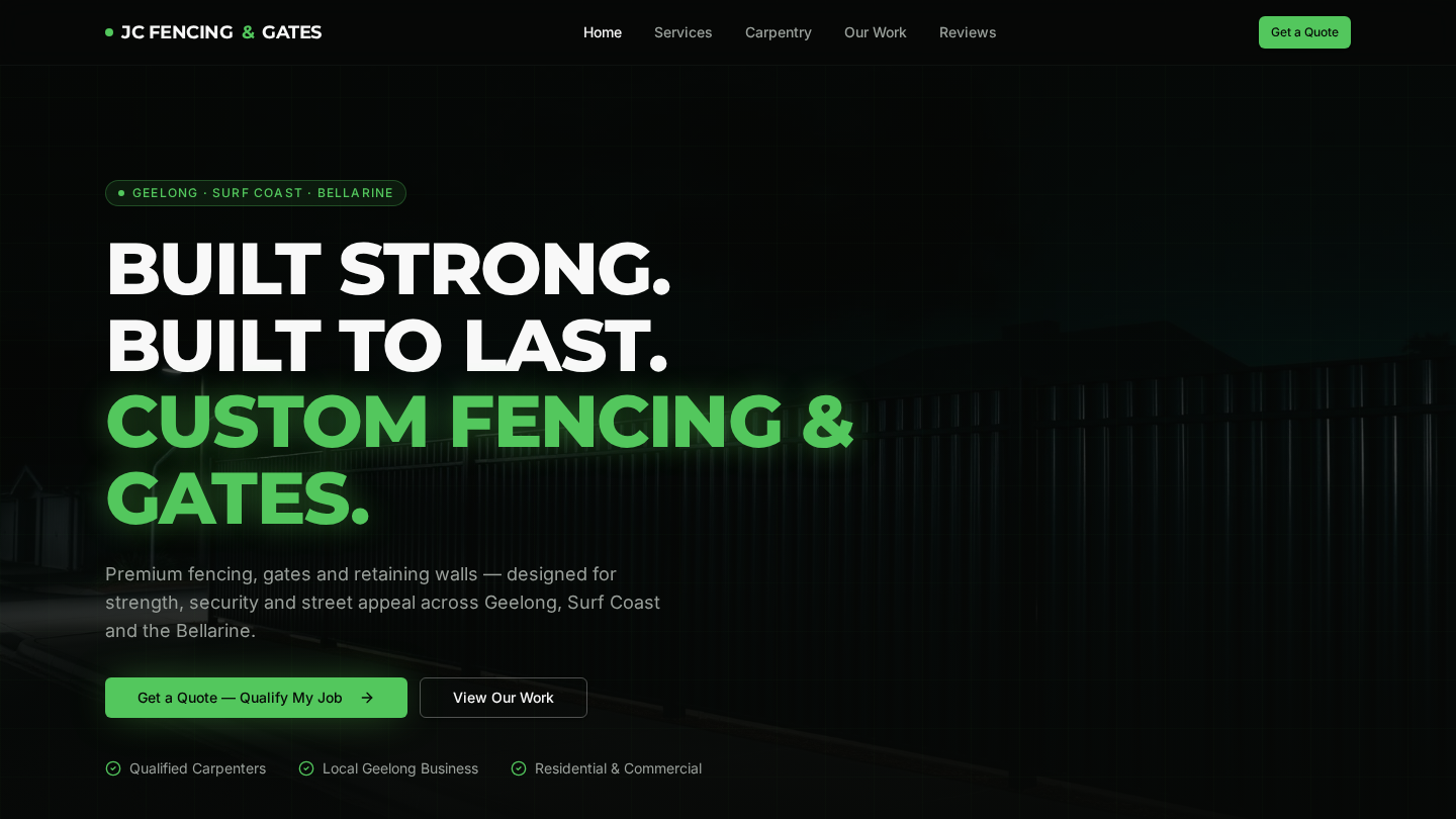 JC Fencing and Gates website screenshot