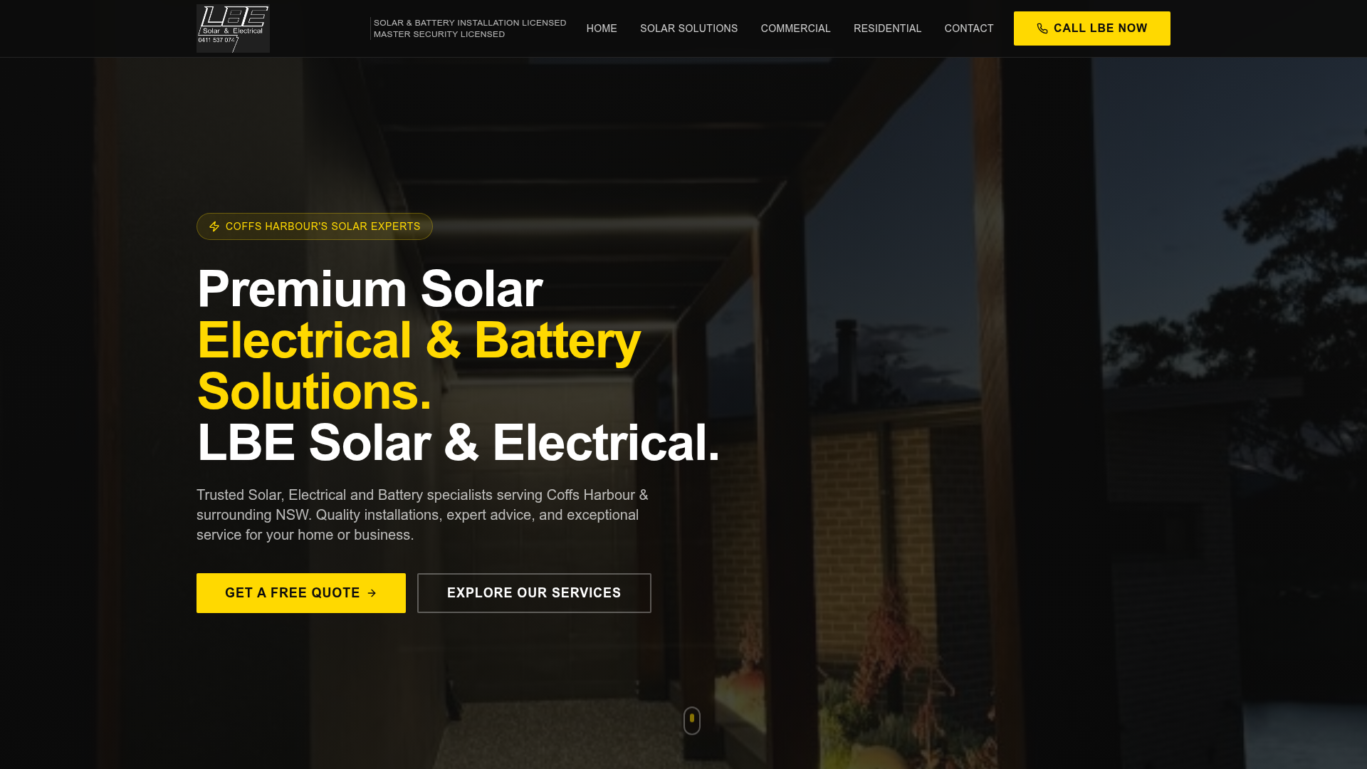 LBE Solar & Electrical website screenshot