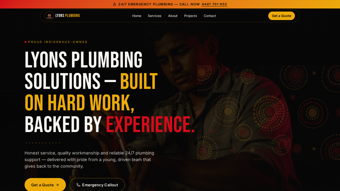 Lyons Plumbing Solutions website screenshot