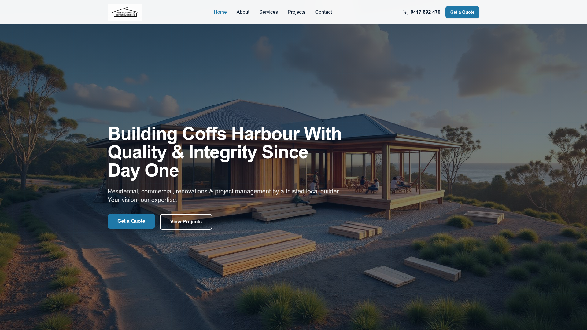 Pritchard Construction website screenshot